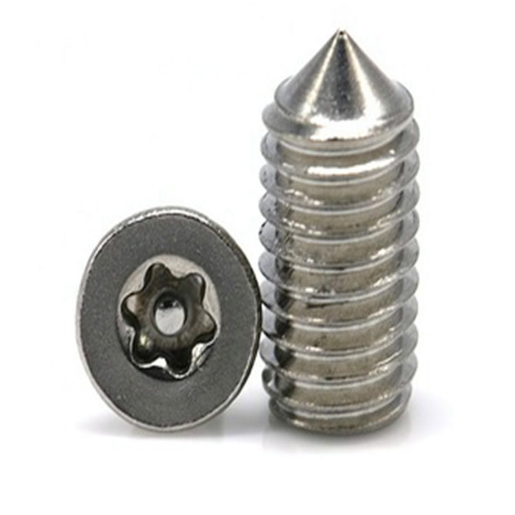 M6 paslanmaz çelik torx, pin koni noktalı ayar vidası ile